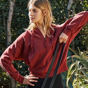 Free people movement half zip maroon hoodie